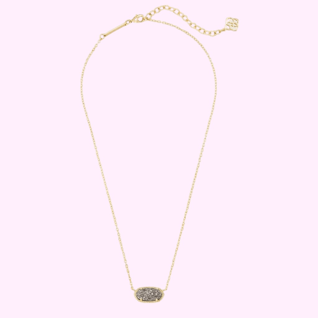 Kendra Scott Elisa Gold Pendant Necklace In Platinum Drusy 28$